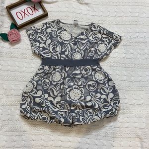 Tea Collection Gray/White Flower Bubble Dress 5